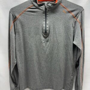 Tasc Performance Bamboo Carollton Sweater Mens Gray/Orange 1/4 Zip Golf Sz Med